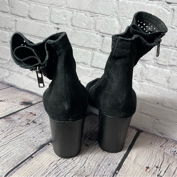 Baske California Aura Black Suede Peep Toe Booties Size 9 - Picture 4 of 10